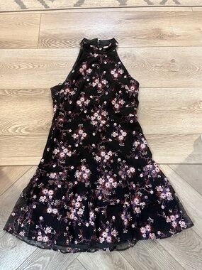 Parker Wonens Black Floral Halter Dress
